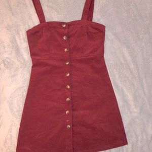 maroon button down corduroy dress